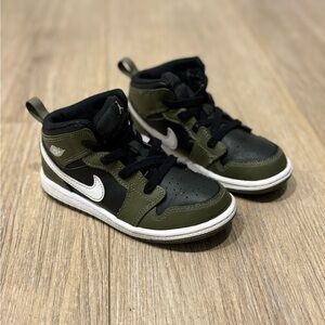 Nike Kids Jordans Black and Olive Sneakers